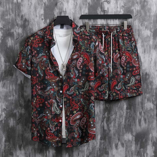 Micro-elastic Light Floral Shirt Suit