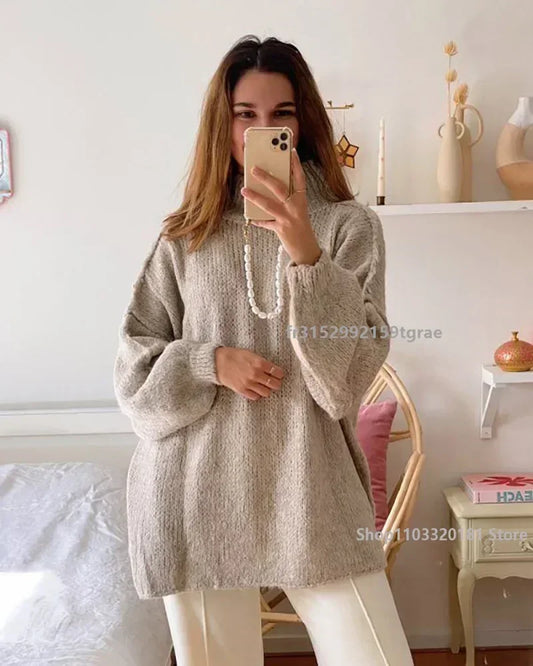 Fashionable Loose-Fit Casual Knit Pullover Sweater Women's Clothing INS Explosion Style Cross-Border European American Market