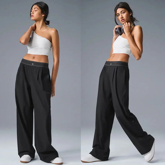 Suit Pants Suit Up Trouser Sports High Waisted Straight Leg Wide Pants Women's Casual Outdoor Comfortable Loose Suit Pants