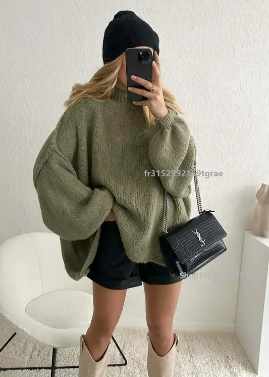 Fashionable Loose-Fit Casual Knit Pullover Sweater Women's Clothing INS Explosion Style Cross-Border European American Market