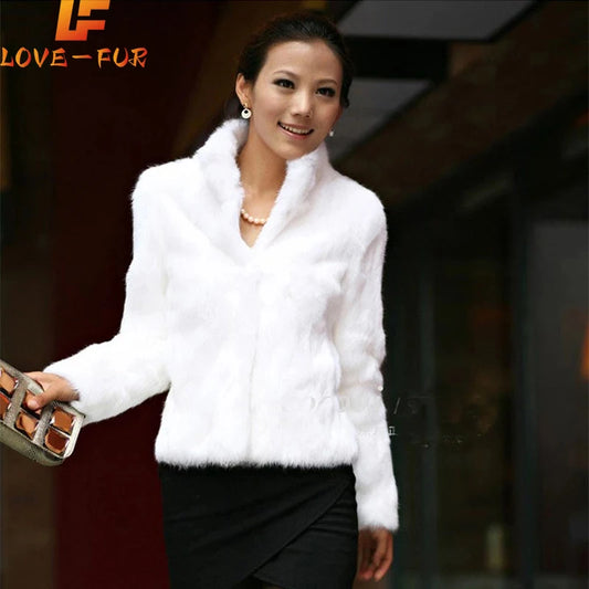 2025 New Genuine Rabbit Fur Coat Women Full Pelt Real Rabbit Fur Jacket Winter Fur Overcoat Customized Big Size Mandarin Collar