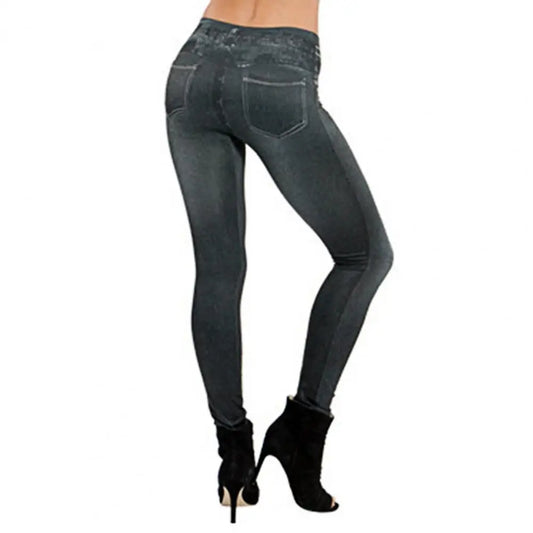 Pants Bottoming Women Jeans Skin-friendly Breathable  Popular Print Stretch Pencil Pants