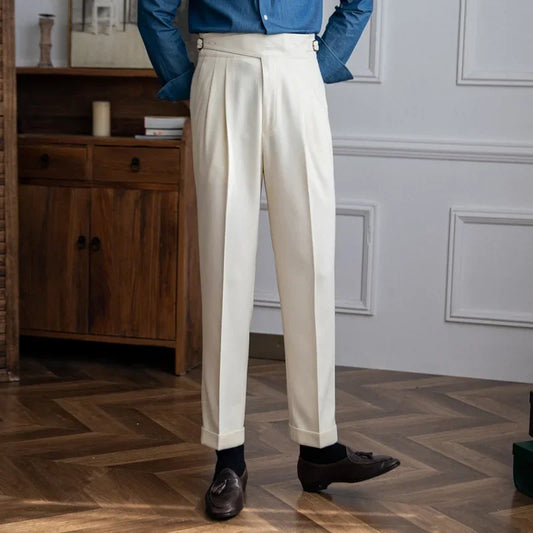 2023 Autumn/winter New Italian Style High-waisted Straight-leg Long Pants Casual Versatile Trousers For British Men