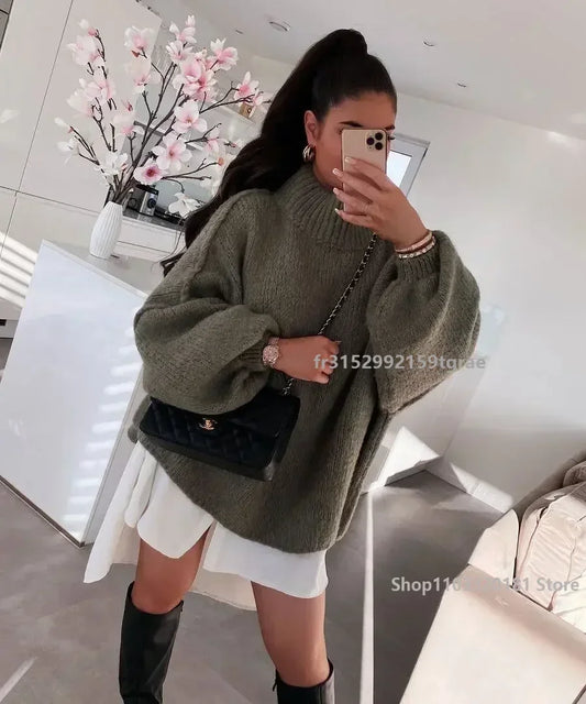 Fashionable Loose-Fit Casual Knit Pullover Sweater Women's Clothing INS Explosion Style Cross-Border European American Market